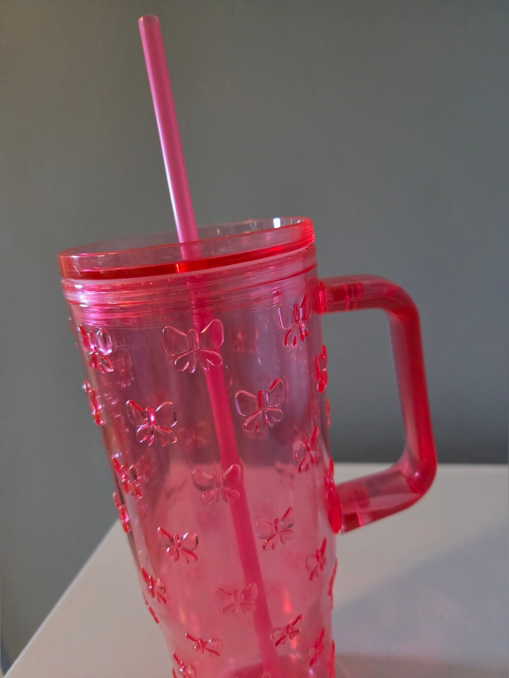 Pink Bows 30 oz Drink Tumbler Cup with Straw & Lid - Picture 2 of 3